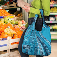 Pasifika Women's Day - Samoa Siapo Malu Tattoo Inspired Grocery Bag Turquoise