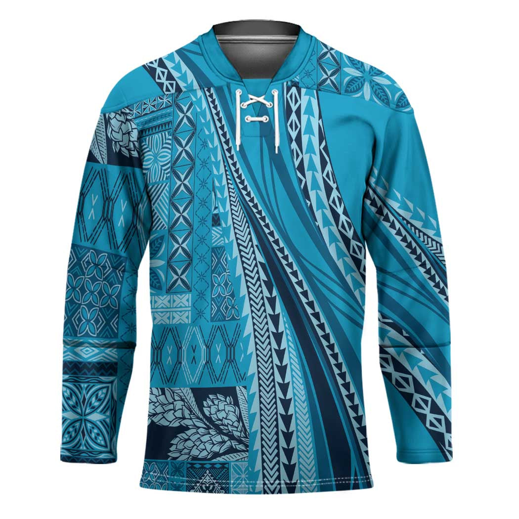 Pasifika Women's Day - Samoa Siapo Malu Tattoo Inspired Hockey Jersey Turquoise