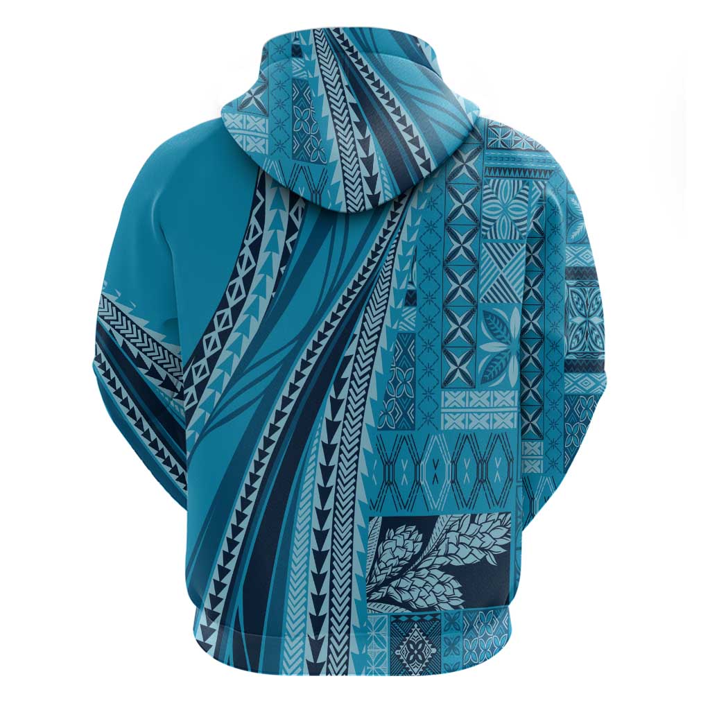 Pasifika Women's Day - Samoa Siapo Malu Tattoo Inspired Hoodie Turquoise
