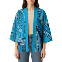 Pasifika Women's Day - Samoa Siapo Malu Tattoo Inspired Kimono Turquoise