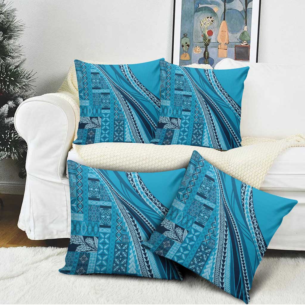 Pasifika Women's Day - Samoa Siapo Malu Tattoo Inspired Pillow Cover Turquoise