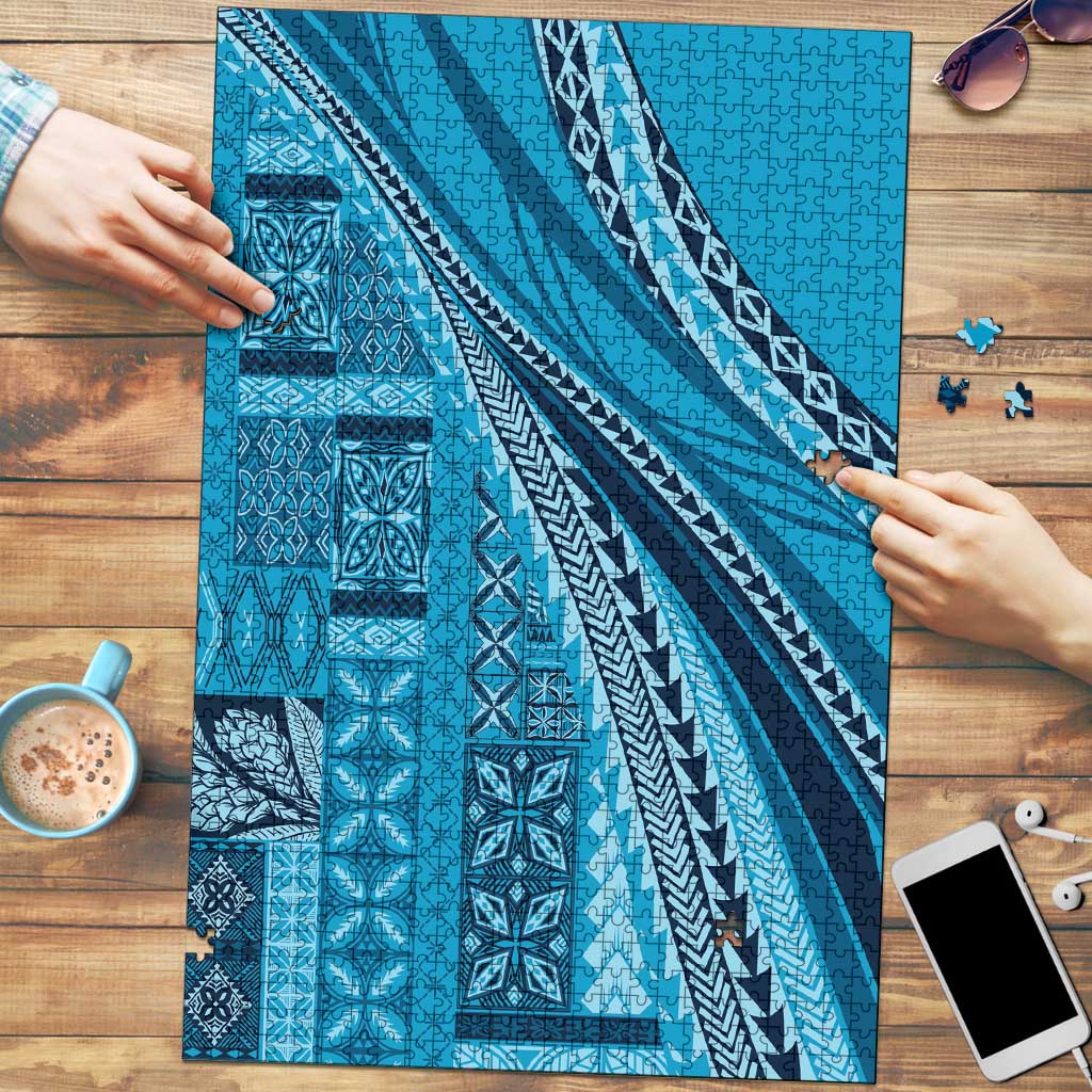 Pasifika Women's Day - Samoa Siapo Malu Tattoo Inspired Puzzle Turquoise