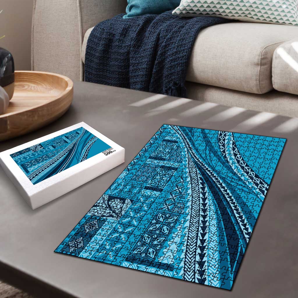 Pasifika Women's Day - Samoa Siapo Malu Tattoo Inspired Puzzle Turquoise