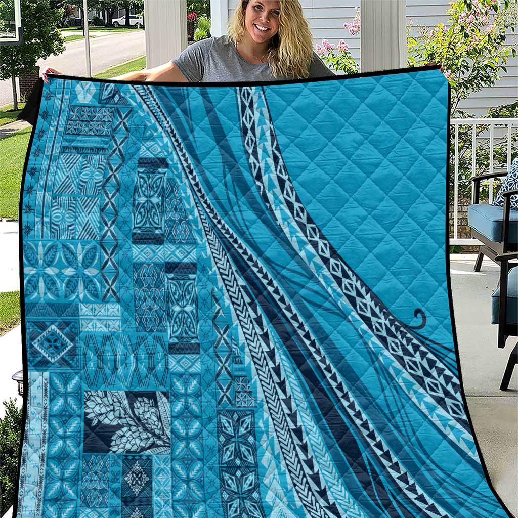 Pasifika Women's Day - Samoa Siapo Malu Tattoo Inspired Quilt Turquoise