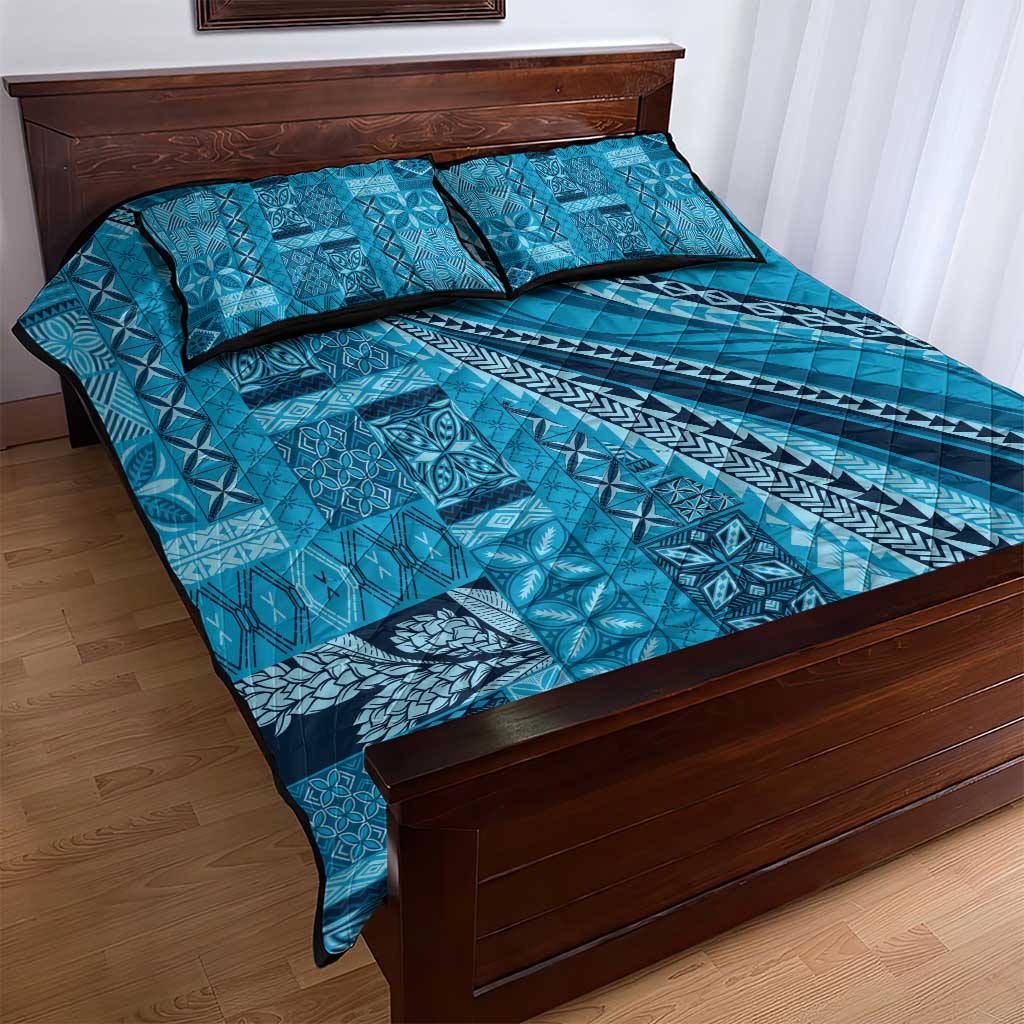 Pasifika Women's Day - Samoa Siapo Malu Tattoo Inspired Quilt Bed Set Turquoise