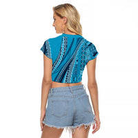 Pasifika Women's Day - Samoa Siapo Malu Tattoo Inspired Raglan Cropped T Shirt Turquoise