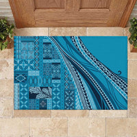 Pasifika Women's Day - Samoa Siapo Malu Tattoo Inspired Rubber Doormat Turquoise