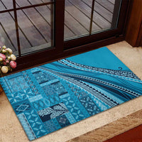 Pasifika Women's Day - Samoa Siapo Malu Tattoo Inspired Rubber Doormat Turquoise