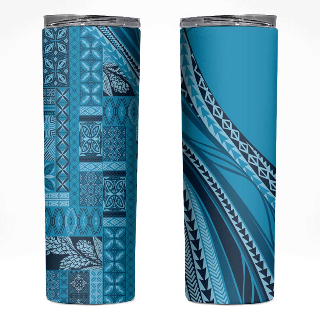 Pasifika Women's Day - Samoa Siapo Malu Tattoo Inspired Skinny Tumbler Turquoise