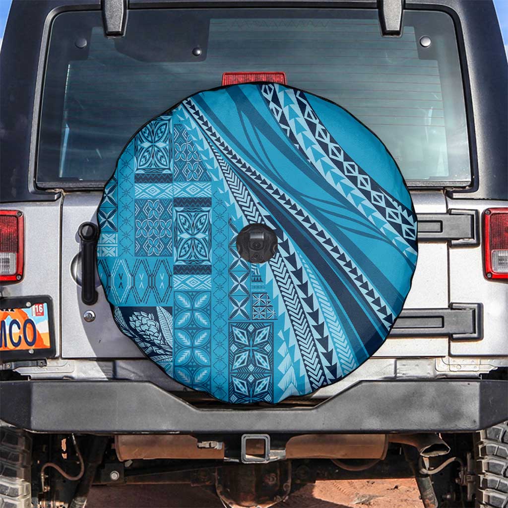 Pasifika Women's Day - Samoa Siapo Malu Tattoo Inspired Spare Tire Cover Turquoise