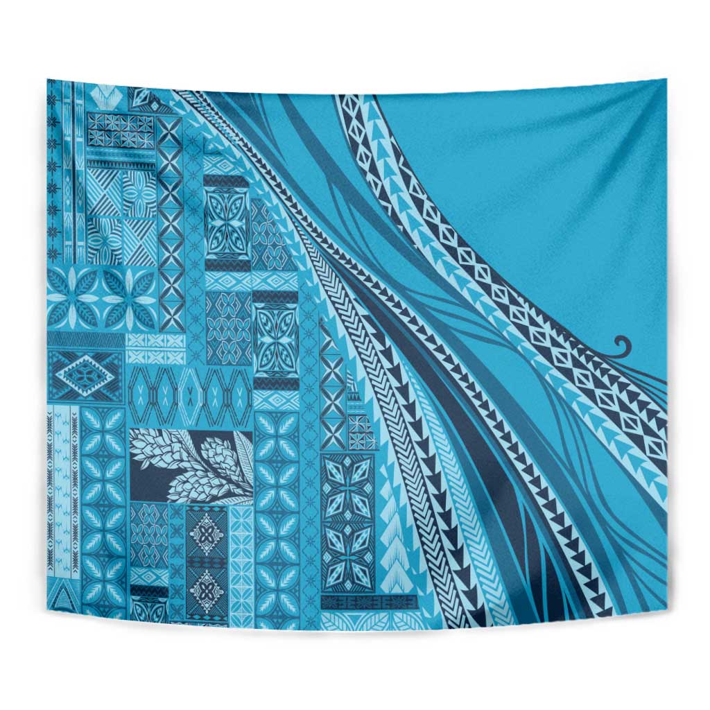 Pasifika Women's Day - Samoa Siapo Malu Tattoo Inspired Tapestry Turquoise