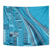 Pasifika Women's Day - Samoa Siapo Malu Tattoo Inspired Tapestry Turquoise
