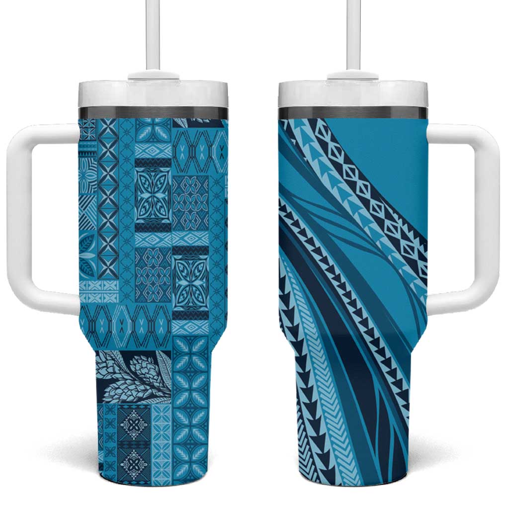 Pasifika Women's Day - Samoa Siapo Malu Tattoo Inspired Tumbler With Handle Turquoise