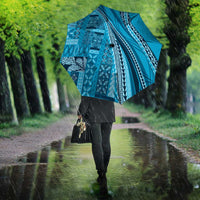 Pasifika Women's Day - Samoa Siapo Malu Tattoo Inspired Umbrella Turquoise