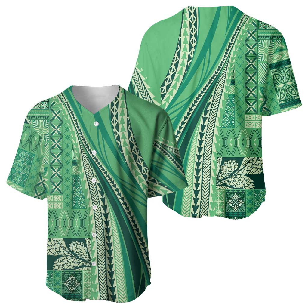 Pasifika Women's Day - Samoa Siapo Malu Tattoo Inspired Baseball Jersey Jade