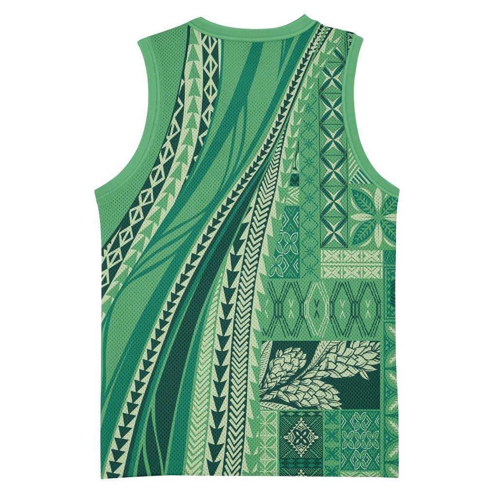 Pasifika Women's Day - Samoa Siapo Malu Tattoo Inspired Basketball Jersey Jade
