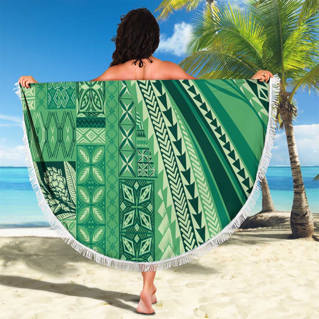 Pasifika Women's Day - Samoa Siapo Malu Tattoo Inspired Beach Blanket Jade