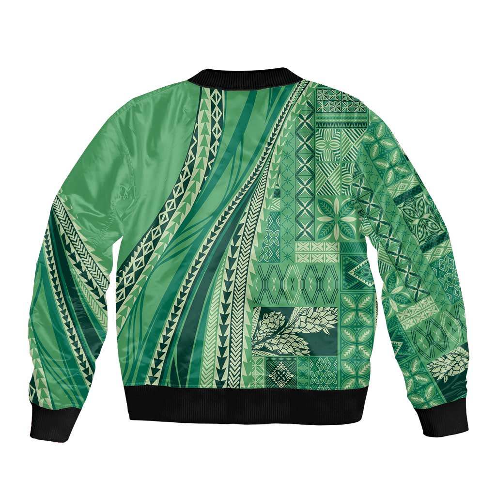 Pasifika Women's Day - Samoa Siapo Malu Tattoo Inspired Bomber Jacket Jade