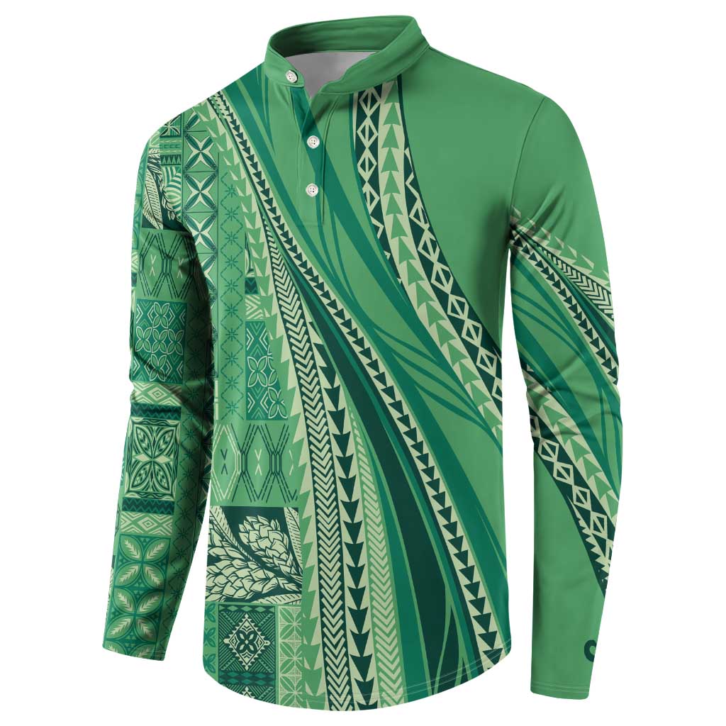 Pasifika Women's Day - Samoa Siapo Malu Tattoo Inspired Button Sweatshirt Jade