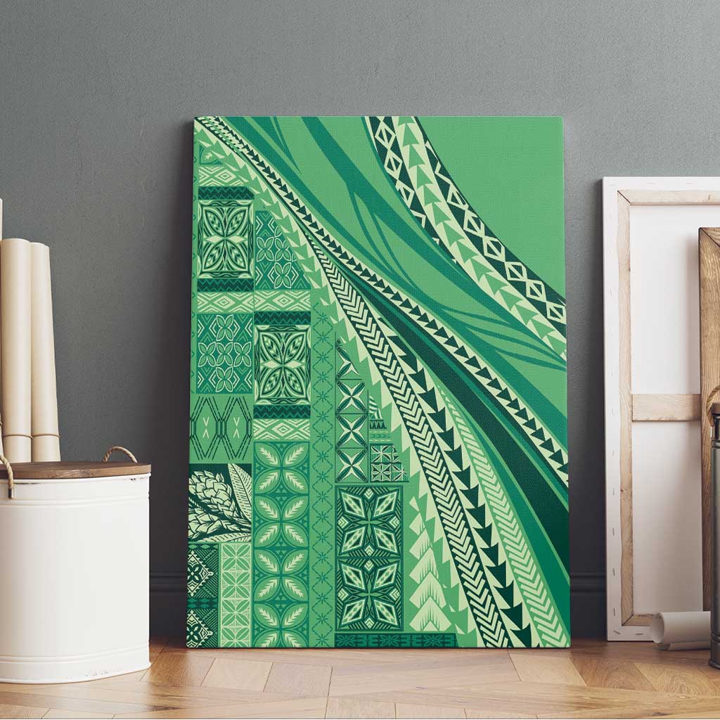 Pasifika Women's Day - Samoa Siapo Malu Tattoo Inspired Canvas Wall Art Jade