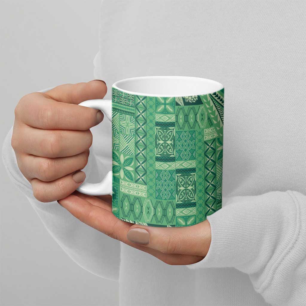 Pasifika Women's Day - Samoa Siapo Malu Tattoo Inspired Ceramic Mug Jade