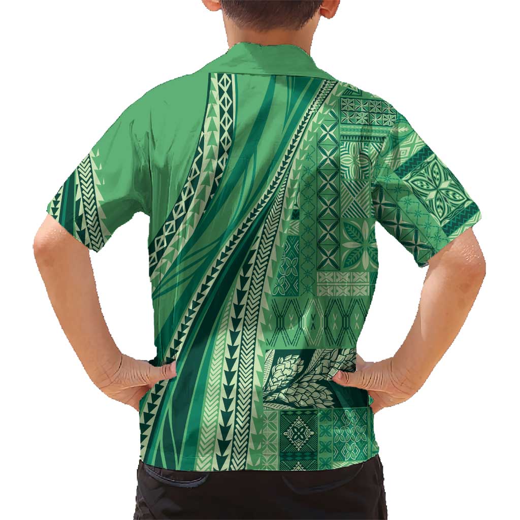 Pasifika Women's Day - Samoa Siapo Malu Tattoo Inspired Family Matching Mermaid Dress and Hawaiian Shirt Jade LT7 - Polynesian Pride