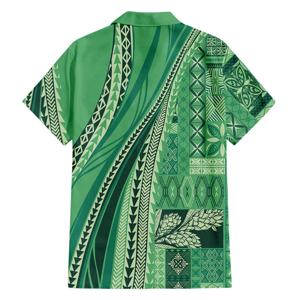 Pasifika Women's Day - Samoa Siapo Malu Tattoo Inspired Family Matching Off The Shoulder Long Sleeve Dress and Hawaiian Shirt Jade LT7 - Polynesian Pride