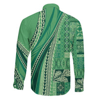 Pasifika Women's Day - Samoa Siapo Malu Tattoo Inspired Family Matching Off The Shoulder Long Sleeve Dress and Hawaiian Shirt Jade LT7 - Polynesian Pride