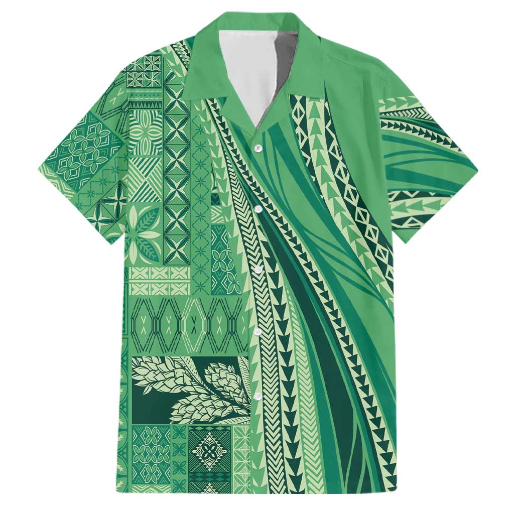 Pasifika Women's Day - Samoa Siapo Malu Tattoo Inspired Family Matching Puletasi and Hawaiian Shirt Jade