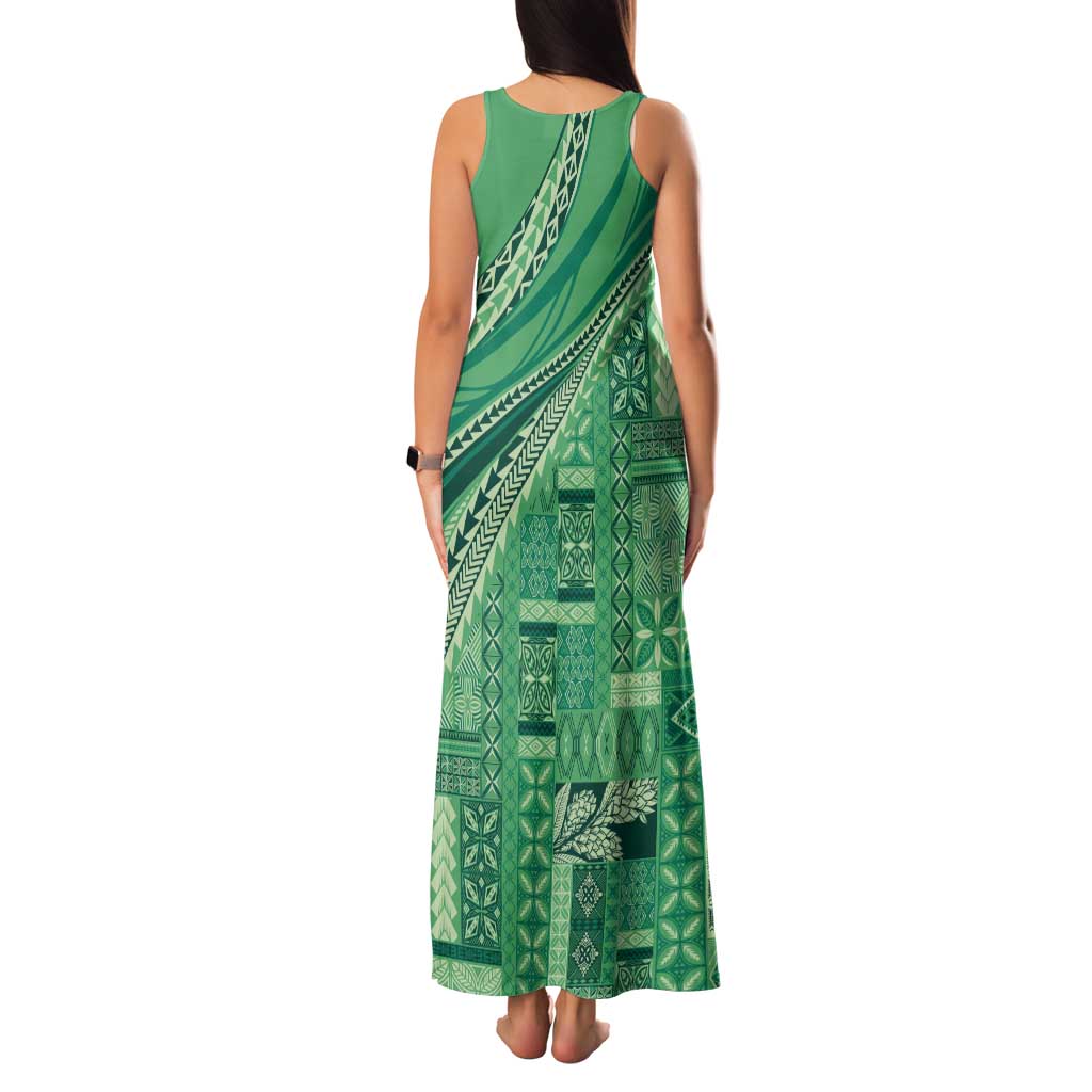 Pasifika Women's Day - Samoa Siapo Malu Tattoo Inspired Family Matching Tank Maxi Dress and Hawaiian Shirt Jade LT7 - Polynesian Pride