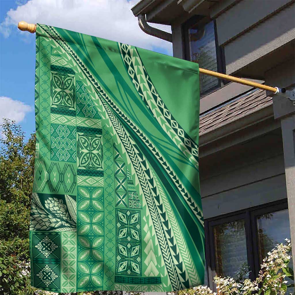 Pasifika Women's Day - Samoa Siapo Malu Tattoo Inspired Garden Flag Jade