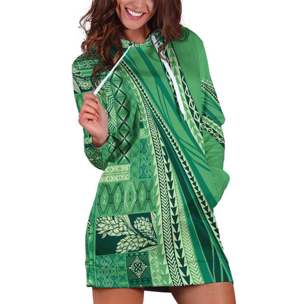 Pasifika Women's Day - Samoa Siapo Malu Tattoo Inspired Hoodie Dress Jade