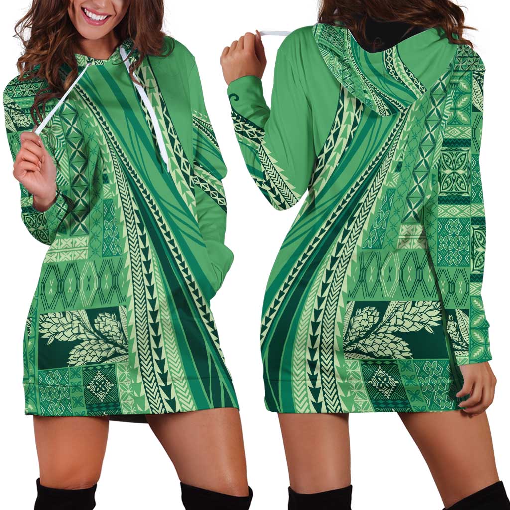 Pasifika Women's Day - Samoa Siapo Malu Tattoo Inspired Hoodie Dress Jade