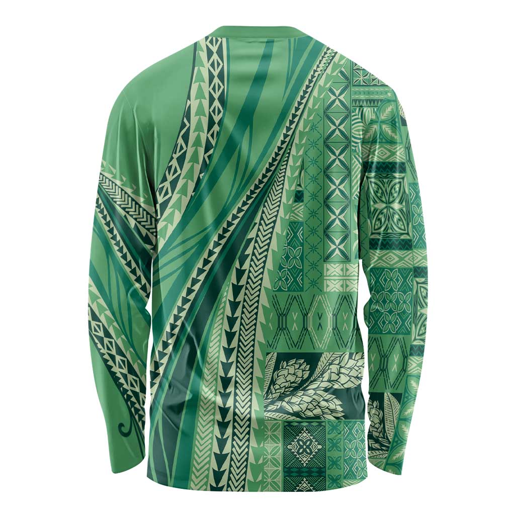 Pasifika Women's Day - Samoa Siapo Malu Tattoo Inspired Long Sleeve Shirt Jade