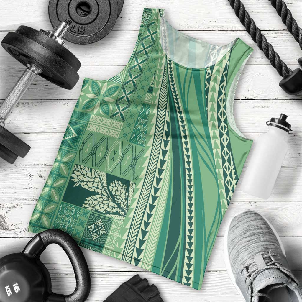 Pasifika Women's Day - Samoa Siapo Malu Tattoo Inspired Men Tank Top Jade