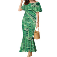 Pasifika Women's Day - Samoa Siapo Malu Tattoo Inspired Mermaid Dress Jade