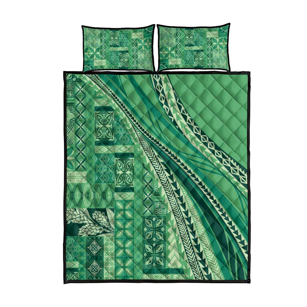 Pasifika Women's Day - Samoa Siapo Malu Tattoo Inspired Quilt Bed Set Jade