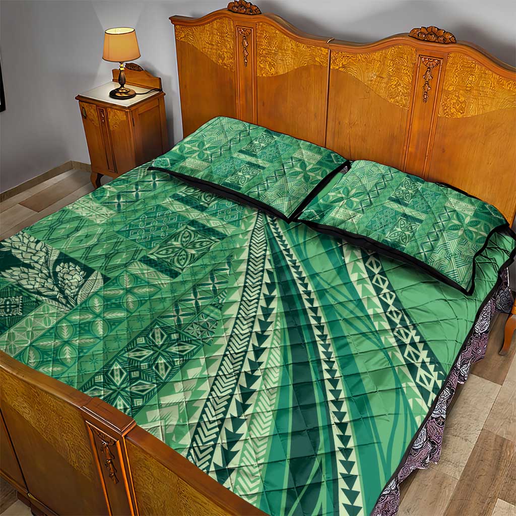 Pasifika Women's Day - Samoa Siapo Malu Tattoo Inspired Quilt Bed Set Jade