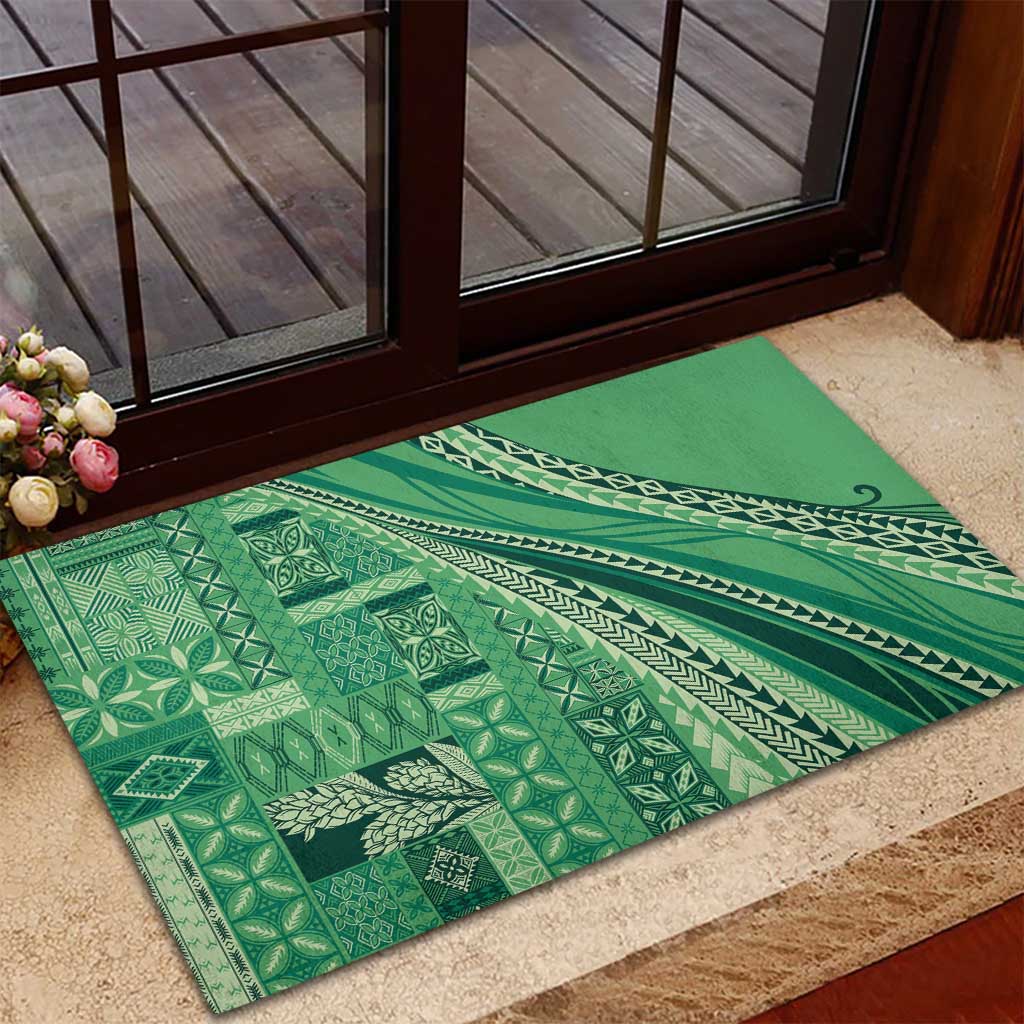 Pasifika Women's Day - Samoa Siapo Malu Tattoo Inspired Rubber Doormat Jade