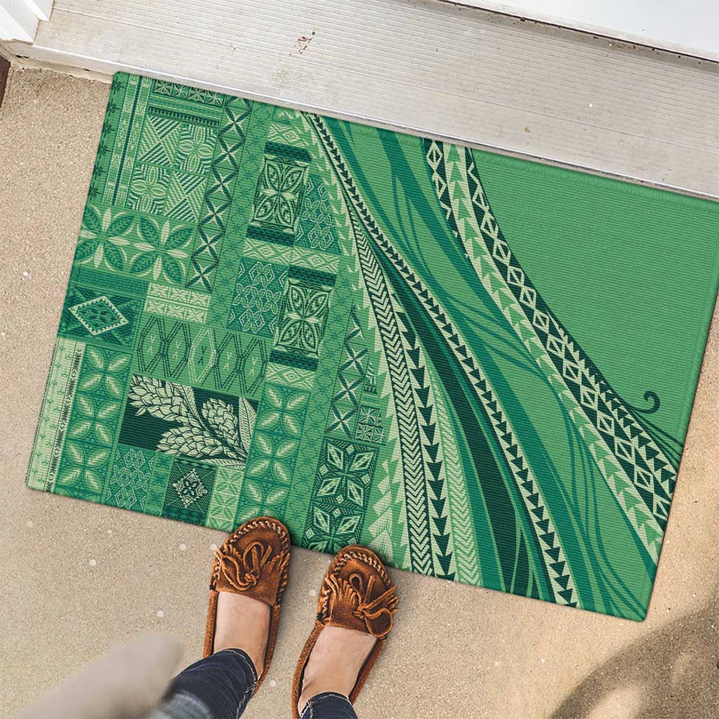 Pasifika Women's Day - Samoa Siapo Malu Tattoo Inspired Rubber Doormat Jade