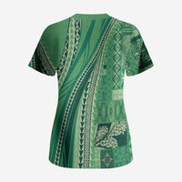 Pasifika Women's Day - Samoa Siapo Malu Tattoo Inspired Scrub Top Jade