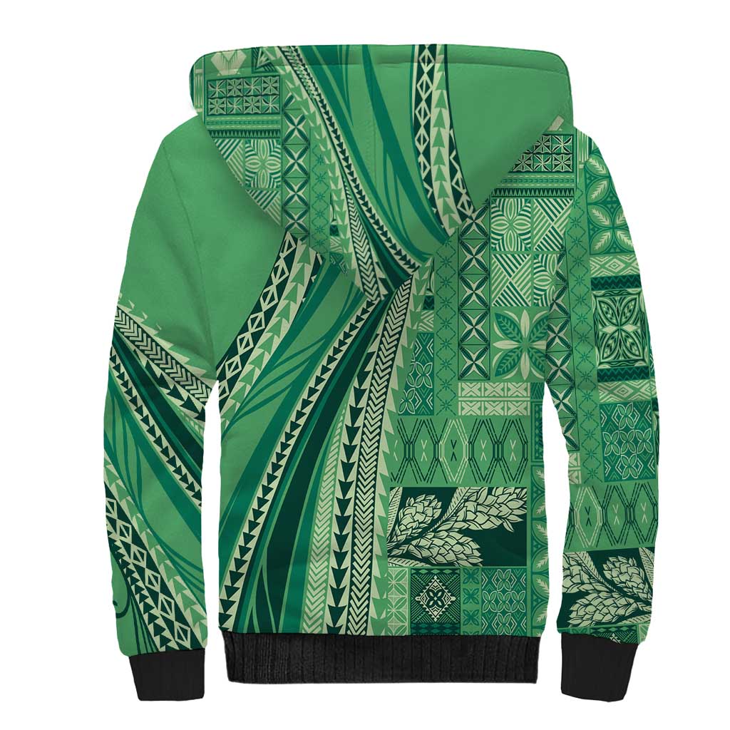 Pasifika Women's Day - Samoa Siapo Malu Tattoo Inspired Sherpa Hoodie Jade