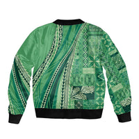 Pasifika Women's Day - Samoa Siapo Malu Tattoo Inspired Sleeve Zip Bomber Jacket Jade