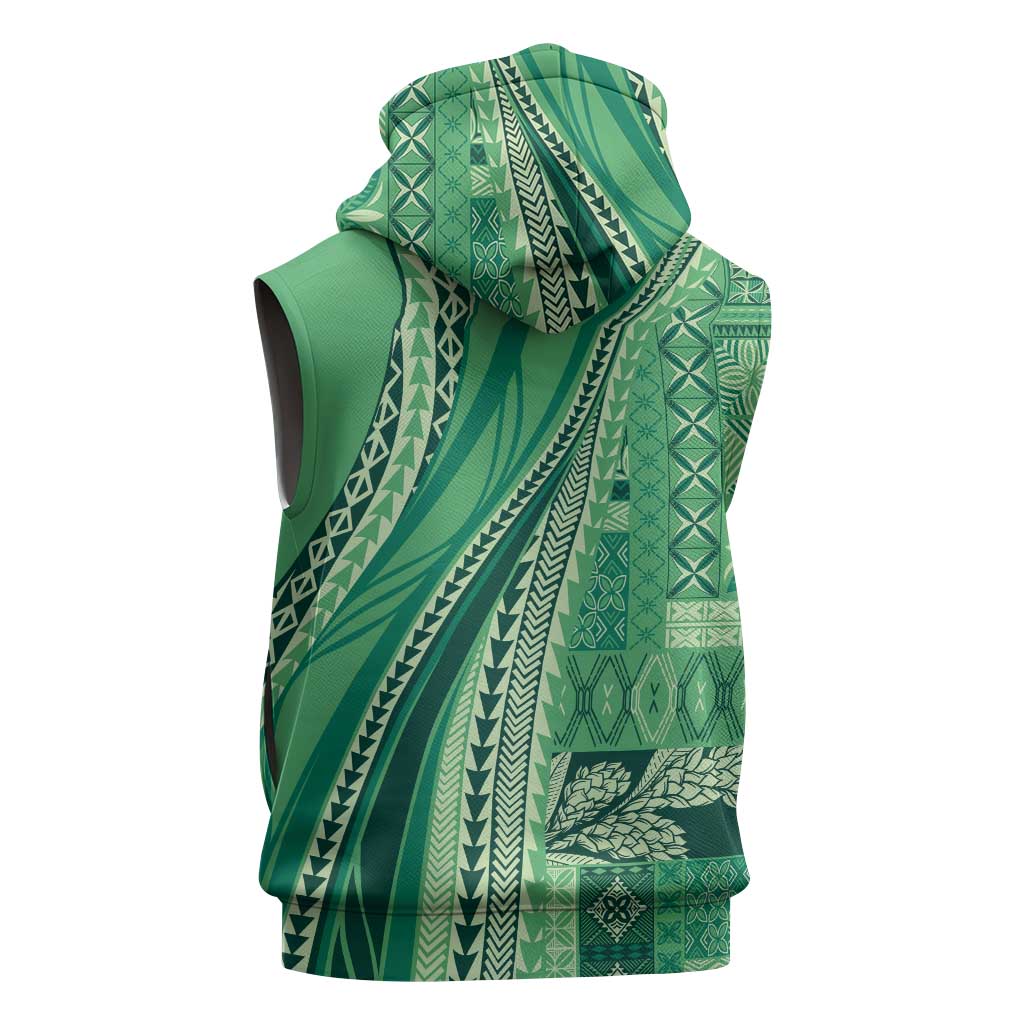 Pasifika Women's Day - Samoa Siapo Malu Tattoo Inspired Sleeveless Zip Hoodie Jade