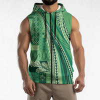 Pasifika Women's Day - Samoa Siapo Malu Tattoo Inspired Sleeveless Zip Hoodie Jade