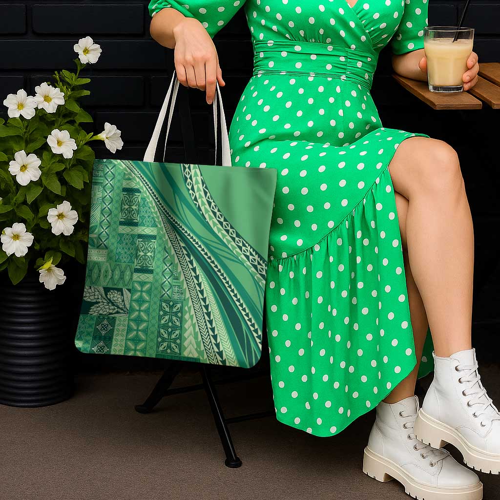 Pasifika Women's Day - Samoa Siapo Malu Tattoo Inspired Tote Bag Jade