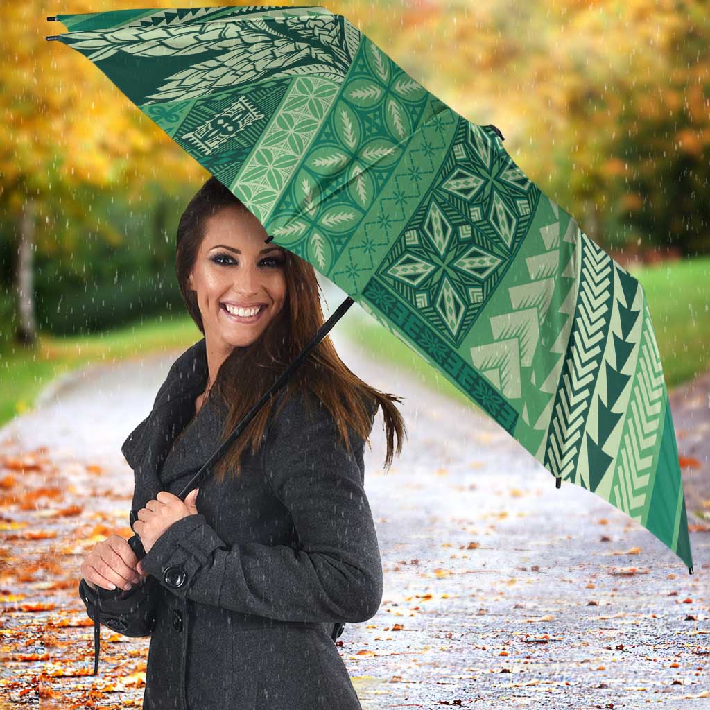 Pasifika Women's Day - Samoa Siapo Malu Tattoo Inspired Umbrella Jade