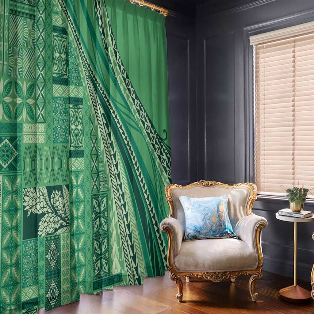 Pasifika Women's Day - Samoa Siapo Malu Tattoo Inspired Window Curtain Jade