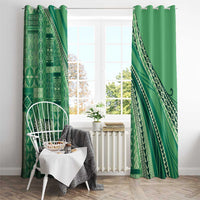Pasifika Women's Day - Samoa Siapo Malu Tattoo Inspired Window Curtain Jade