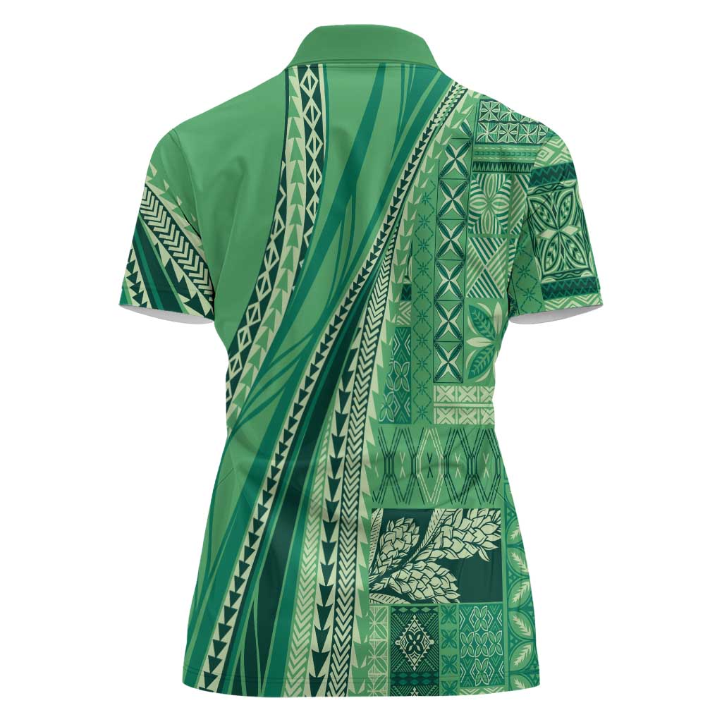 Pasifika Women's Day - Samoa Siapo Malu Tattoo Inspired Women Polo Shirt Jade